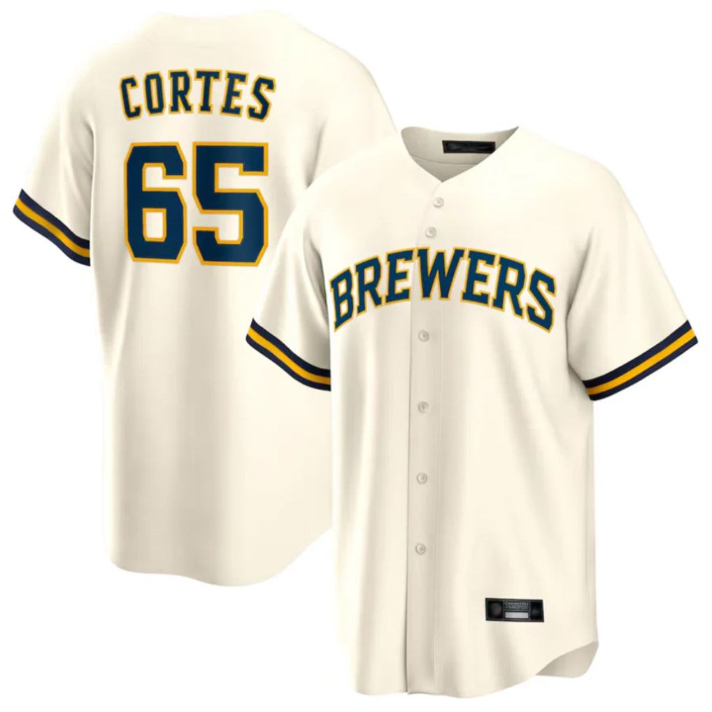 M.Brewers #65 Nestor Cortes Player Cream Home Game Fdoa Stitched Jerseys