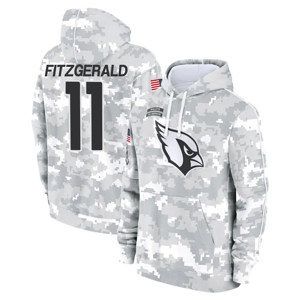A.Cardinals #11 Larry Fitzgerald Player Arctic Camo Salute to Service Limited Hoodie Gdoa Stitched Jerseys