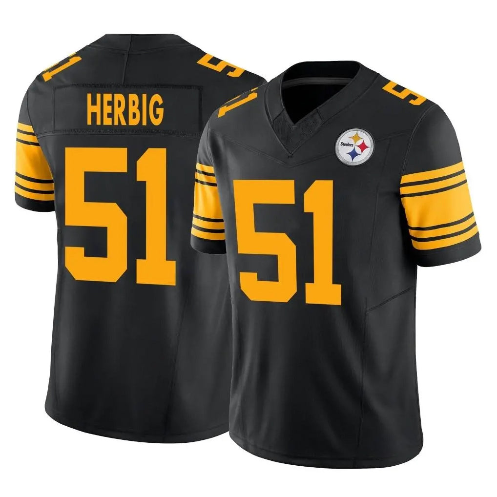 P.Steelers #51 Nick Herbig Player Black Limited 2nd Alternate Vapor F.U.S.E. Home Game Gdoa Stitched Jerseys