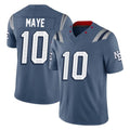 NE.Patriots #10 Drake Maye Player Blue Limited Rivalries Collection Home Game Gdoa Stitched Jerseys