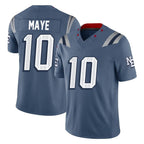 NE.Patriots #10 Drake Maye Player Blue Limited Rivalries Collection Home Game Gdoa Stitched Jerseys