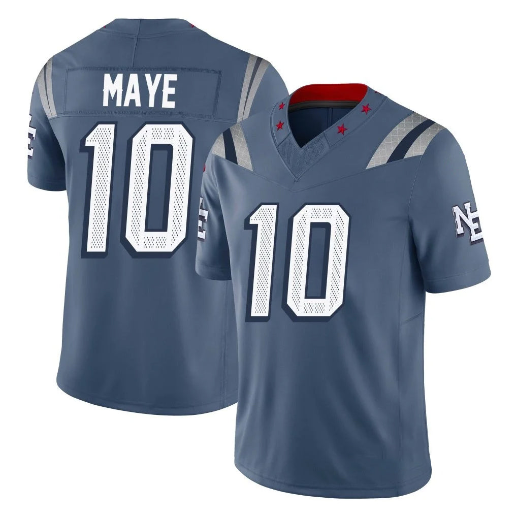 NE.Patriots #10 Drake Maye Player Blue Limited Rivalries Collection Home Game Gdoa Stitched Jerseys