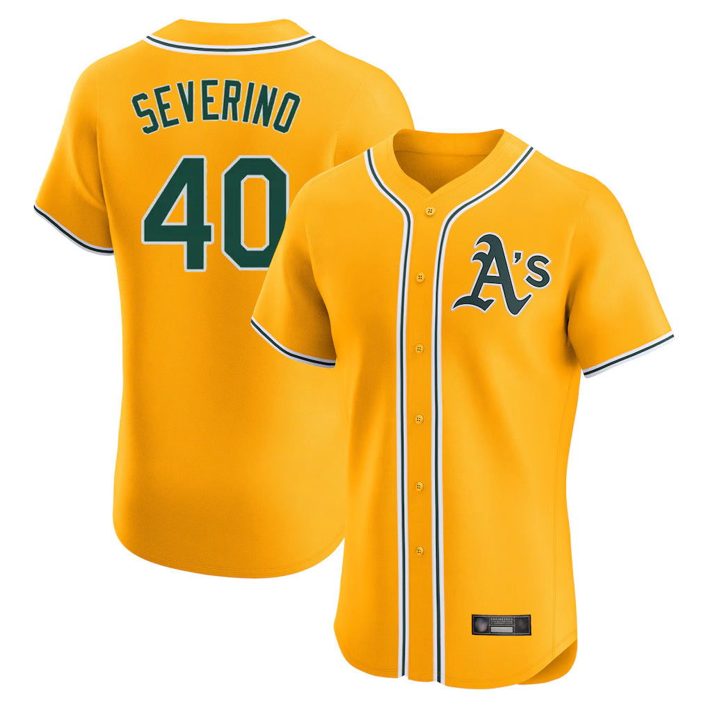 Athletics #40 Luis Severino Player Gold Limited Elite Home Game Gdoa Stitched Jerseys