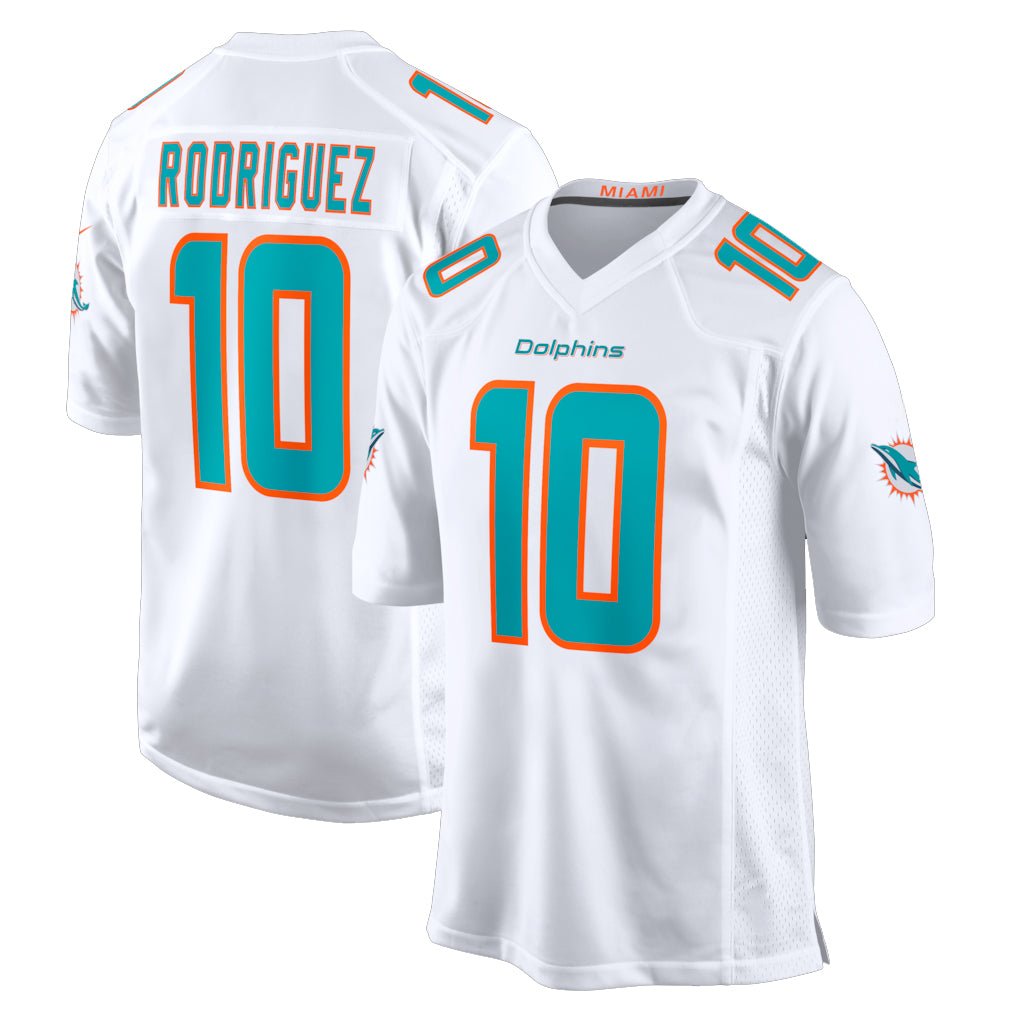 M.Dolphins #10 Jacob Rodriguez Player White Limited Home Game Gdoa Stitched Jerseys