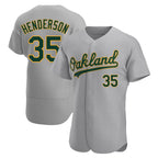 Athletics #35 Rickey Henderson Player Gray Authentic Road Stitched Jersey