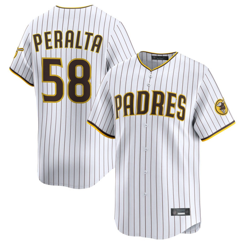 S.Diego Padres #58 Wandy Peralta Player White Limited Home Fdoa Stitched Jerseys