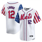 NY.Mets #12 Francisco Lindor Player White 2025 Independence Day Vapor Premier Limited  Fdoa Stitched Jerseys
