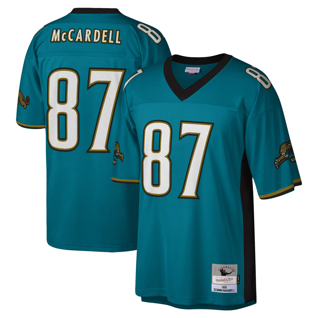 J.Jaguars #87 Keenan McCardell Player Teal Mitchell & Ness Legacy Home Game Gdoa Stitched Jerseys