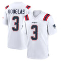 NE.Patriots #3 DeMario Douglas Player White Home Game Gdoa Stitched Jerseys