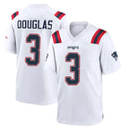 NE.Patriots #3 DeMario Douglas Player White Home Game Gdoa Stitched Jerseys