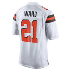 C.Browns #21 Denzel Ward Player White Vapor Limited Home Game Gdoa Stitched Jerseys