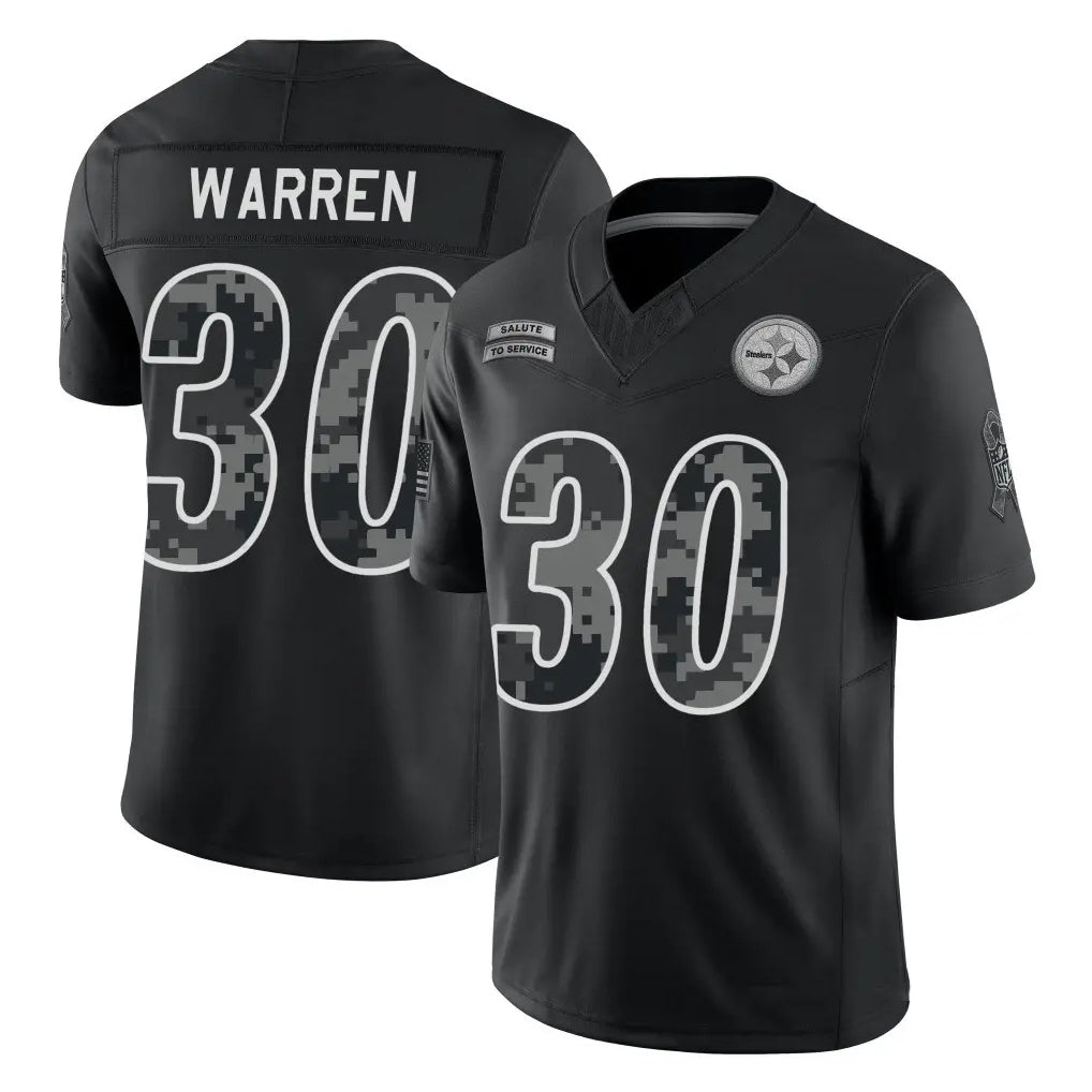 P.Steelers #30 Jaylen Warren Player Black Limited 2026 Salute to Service Home Game Gdoa Stitched Jerseys
