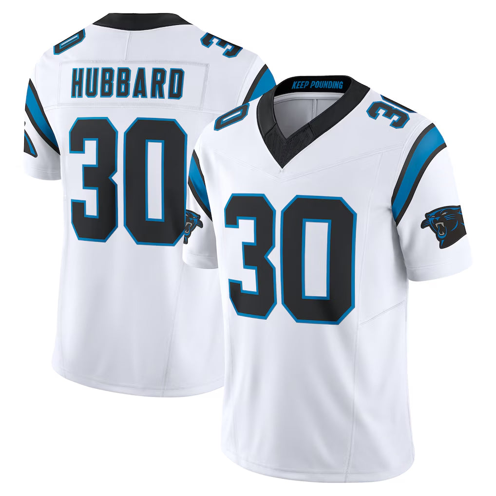 C.Panthers #30 Chuba Hubbard Player White Vapor F.U.S.E. Limited Home Game Gdoa Stitched Jerseys