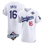 LA.Dodgers #16 Will Smith Player White World Series Limited Elite Home Fdoa Stitched Jerseys
