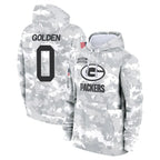 GB.Packers #0 Matthew Golden Player Arctic Camo Salute to Service Hoodies Limited Game Gdoa Stitched Jerseys