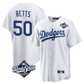 LA.Dodgers #50 Mookie Betts Player White World Series Game Home Fdoa Stitched Jerseys