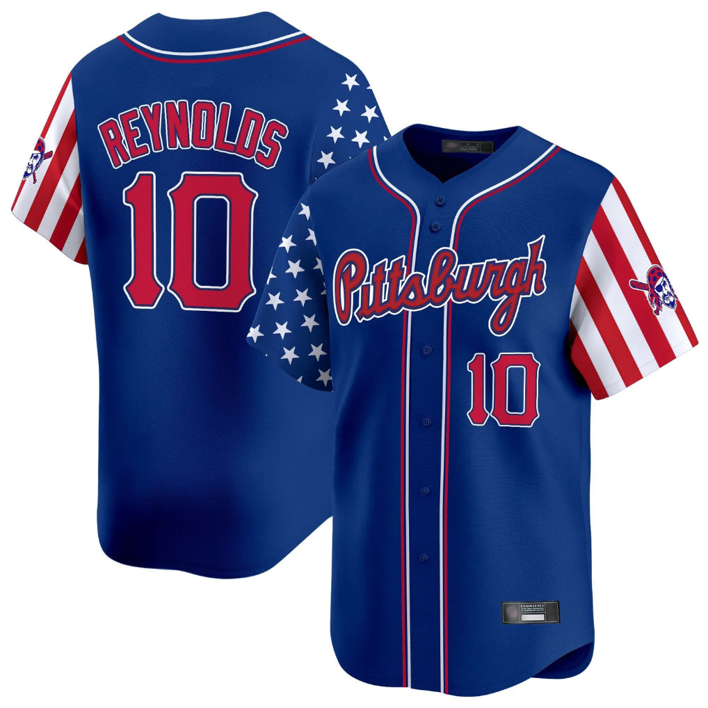 P.Pirates #10 Bryan Reynolds Player Royal 2025 Independence Day Vapor Premier Limited Fdoa Stitched Jerseys