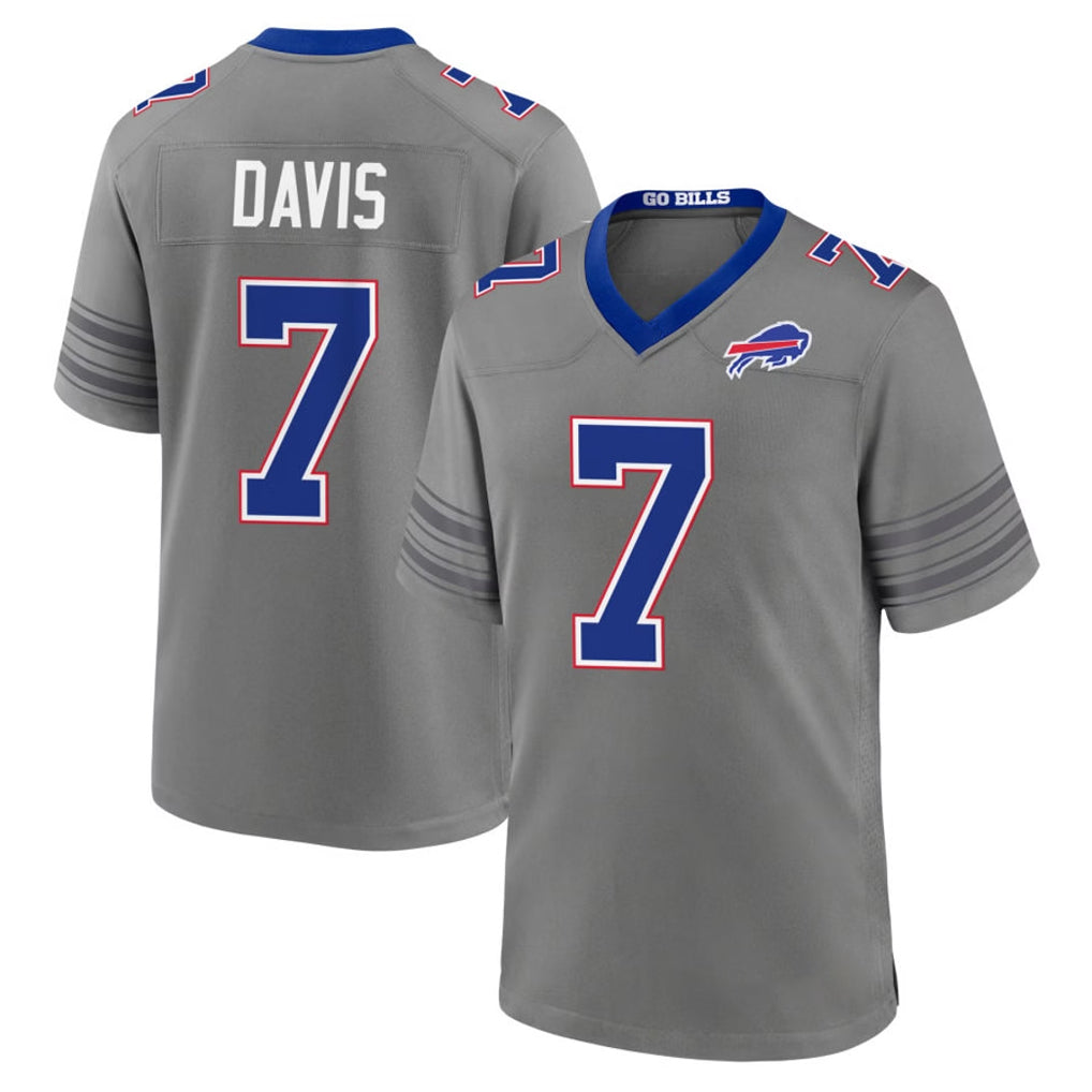 B.Bills #7 Ray Davis Player Gray Nickel City Home Game Gdoa Stitched Jerseys