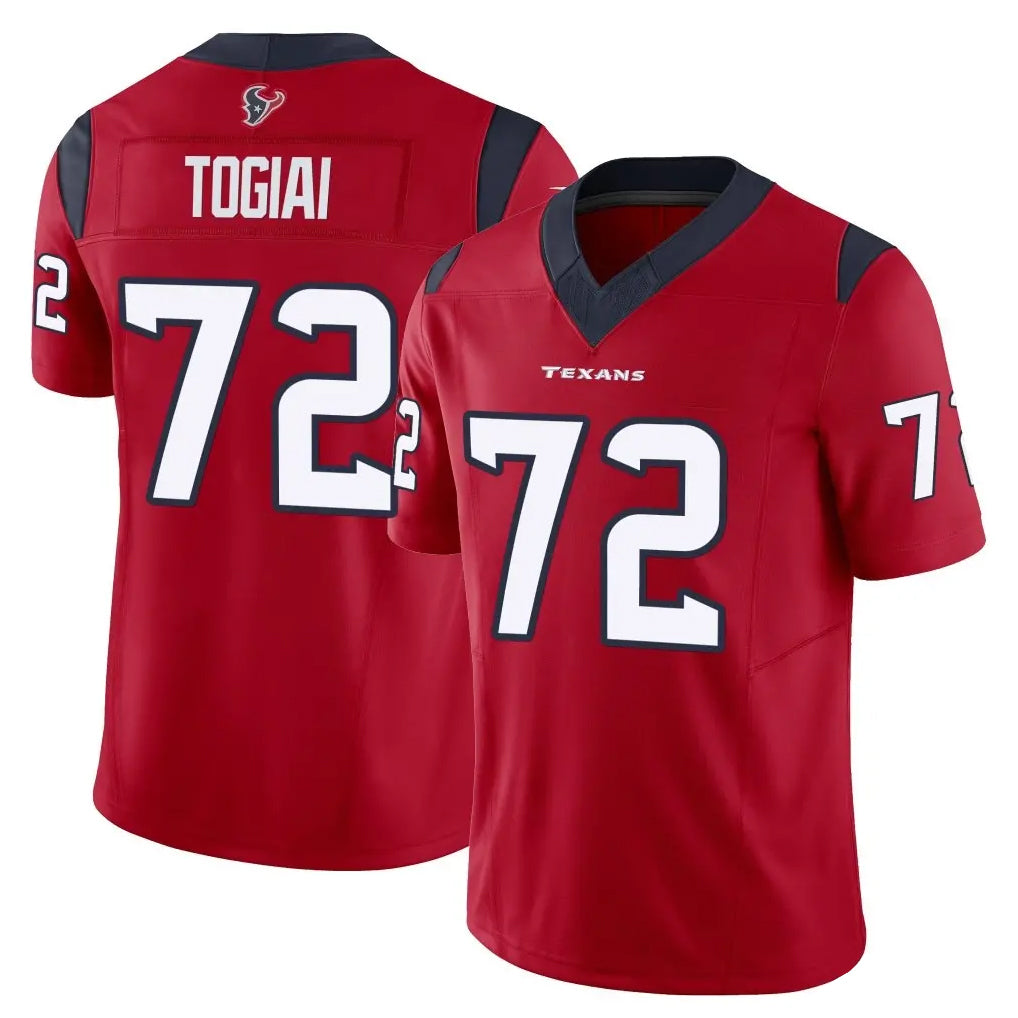 H.Texans #72 Tommy Togiai Player Red Limited Vapor F.U.S.E. Home Game Gdoa Stitched Jerseys