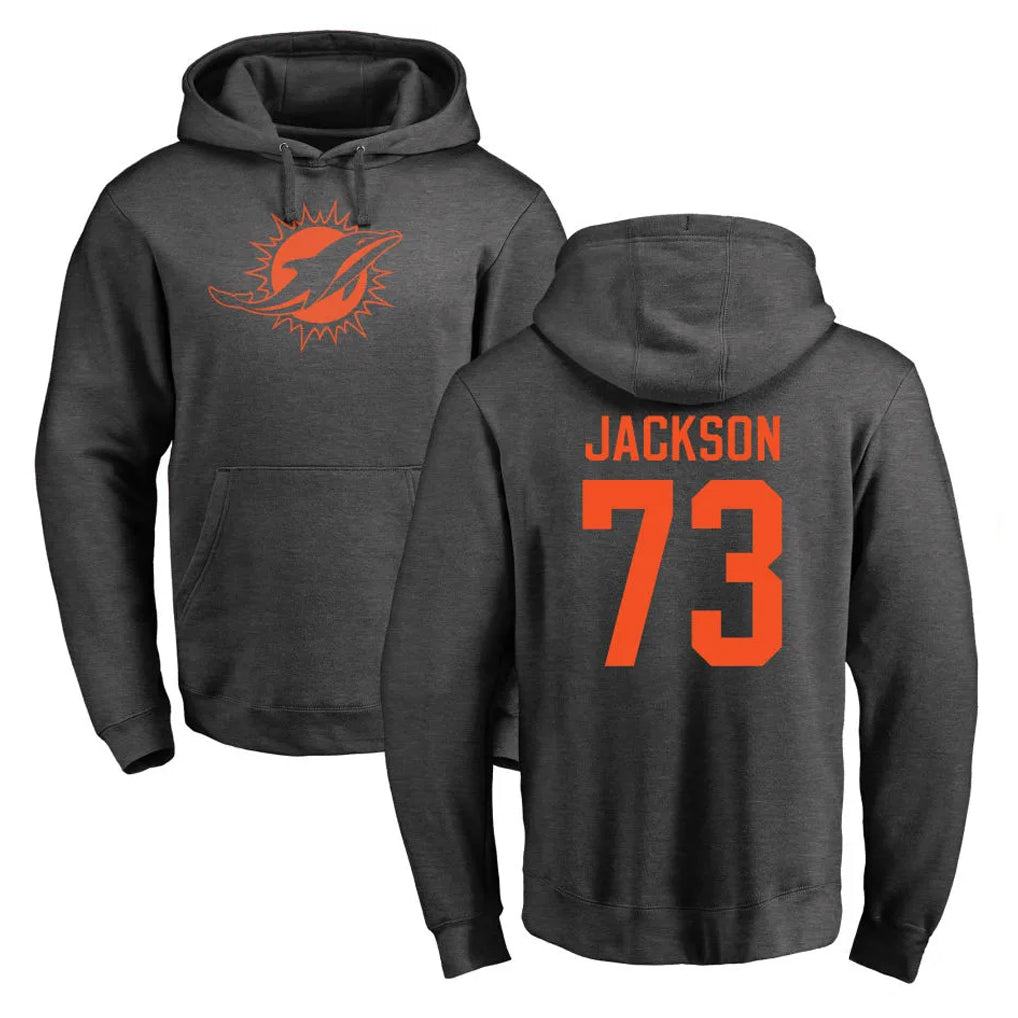 M.Dolphins #73 Austin Jackson Player Darkgray Pullover Hoodies Limited Gdoa Stitched Jerseys