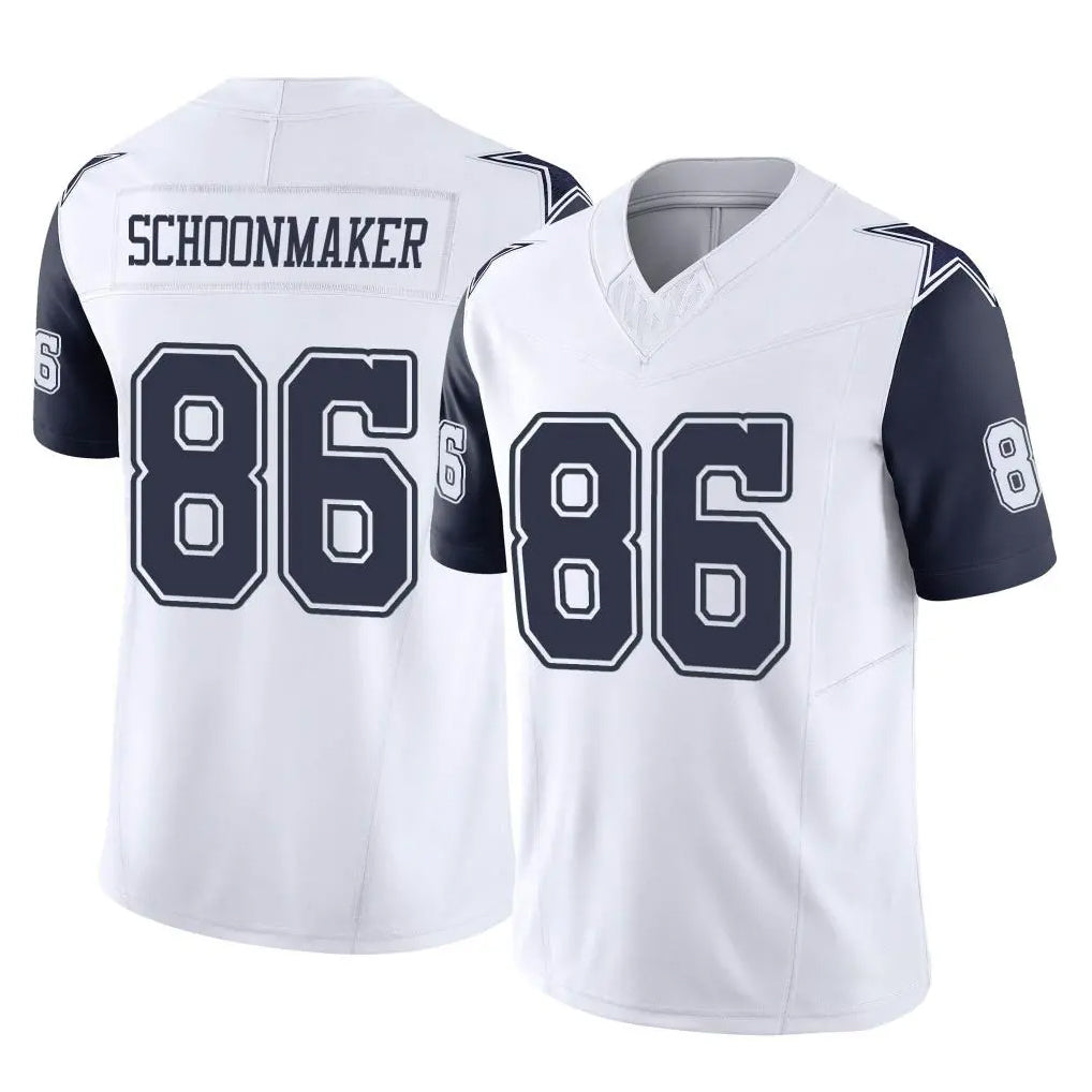D.Cowboys #86 Luke Schoonmaker Player White-Navy Limited Vapor F.U.S.E. Home Game Gdoa Stitched Jerseys