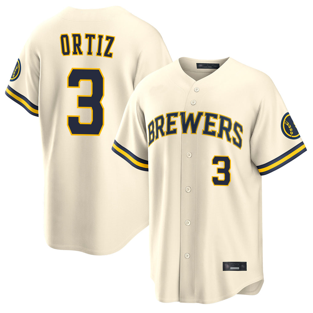 M.Brewers #3 Joey Ortiz Player Cream Home Limited Fdoa Stitched Jerseys