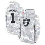 LV.Raiders #1 Tre Tucker Player Arctic Camo Salute to Service Hoodies Limited Game Gdoa Stitched Jerseys