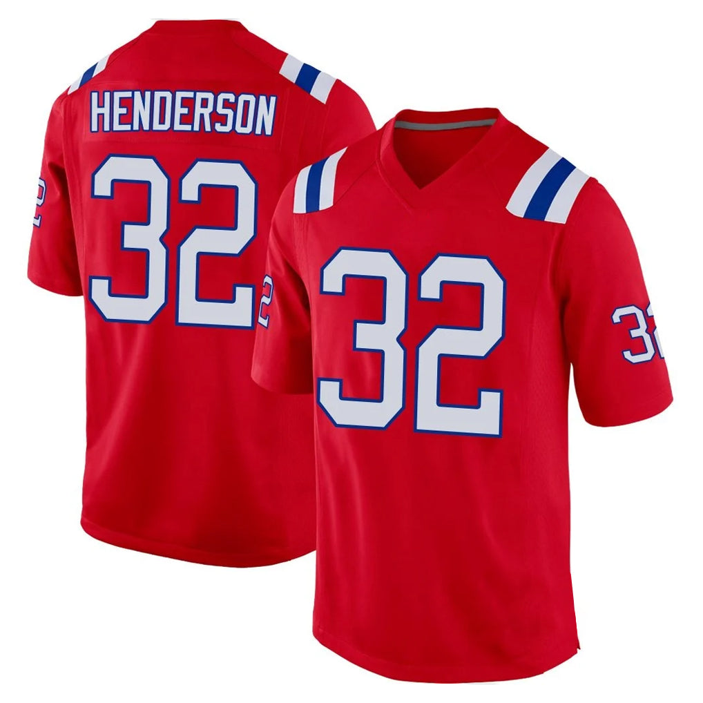 NE.Patriots #32 TreVeyon Henderson Player Red Home Game Gdoa Stitched Jerseys