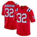 NE.Patriots #32 TreVeyon Henderson Player Red Home Game Gdoa Stitched Jerseys