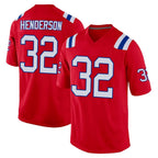 NE.Patriots #32 TreVeyon Henderson Player Red Home Game Gdoa Stitched Jerseys
