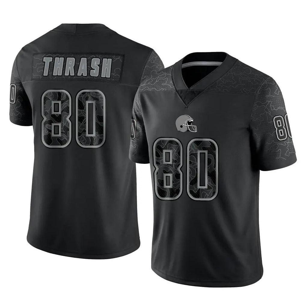 C.Browns #80 Jamari Thrash Player Black Reflective Home Game Gdoa Stitched Jerseys