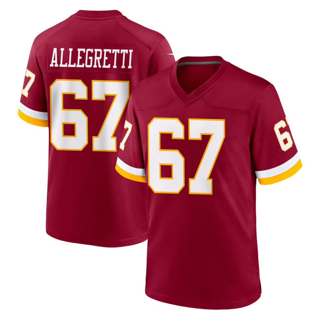 W.Commanders #67 Nick Allegretti Player Burgundy Game Home Gdoa Stitched Jerseys