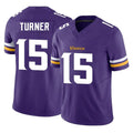 M.Vikings #15 Dallas Turner Player Purple Limited Vapor F.U.S.E. Home Game Gdoa Stitched Jerseys