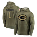 GB.Packers #1 Micah Parsons Player Olive Salute to Service Pullover Hoodies Home Game Gdoa Stitched Jerseys