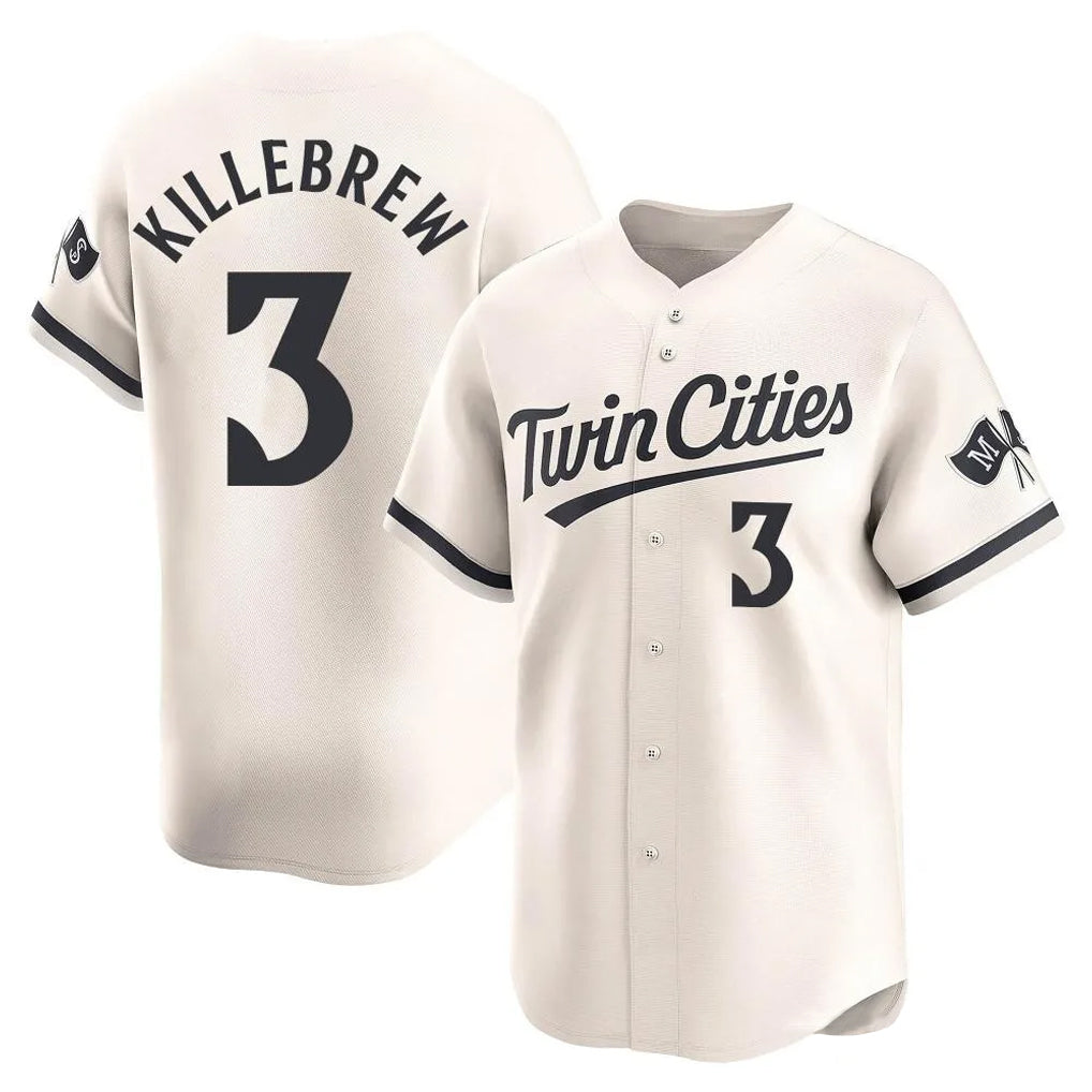 M.Twins #3 Harmon Killebrew Player Cream Home Limited Fdoa Stitched Jerseys