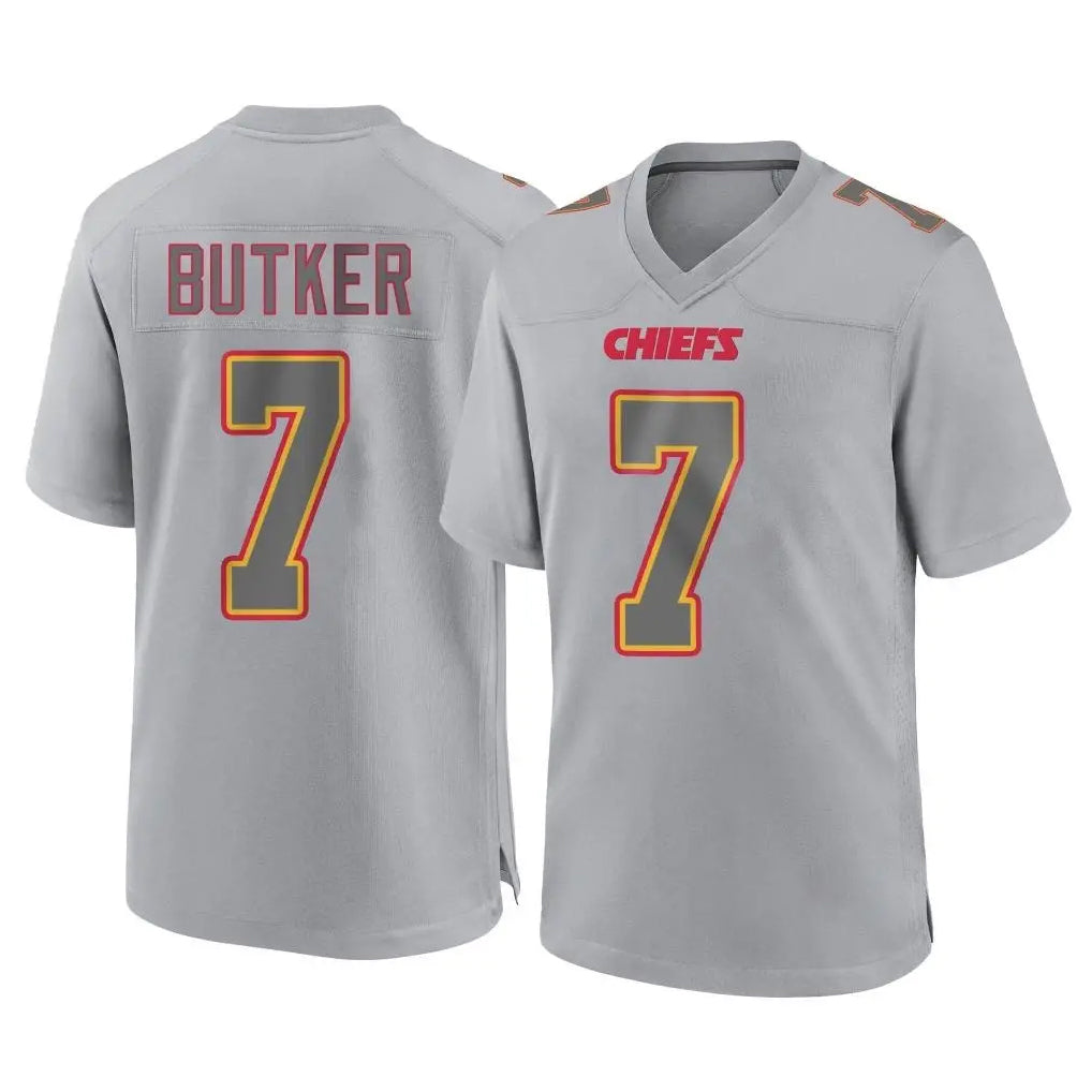 KC.Chiefs #7 Harrison Butker Player Gray Atmosphere Fashion Game Gdoa Stitched Jerseys