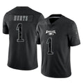 P.Eagles #1 Jalen Hurts Player Black Reflective Limited Home Game Gdoa Stitched Jerseys