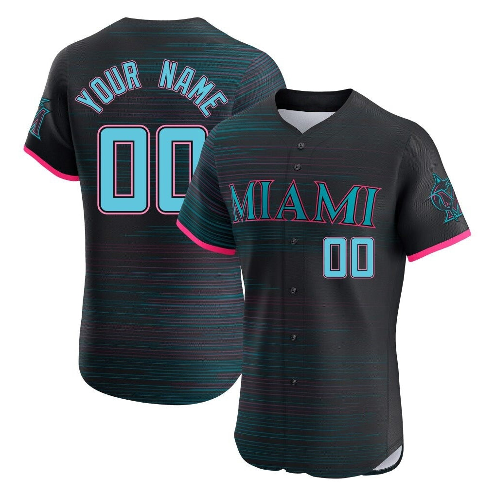 Custom M.Marlins City Connect Black Home Limited Elite Any Name & Number Gdoa Stitched Jerseys