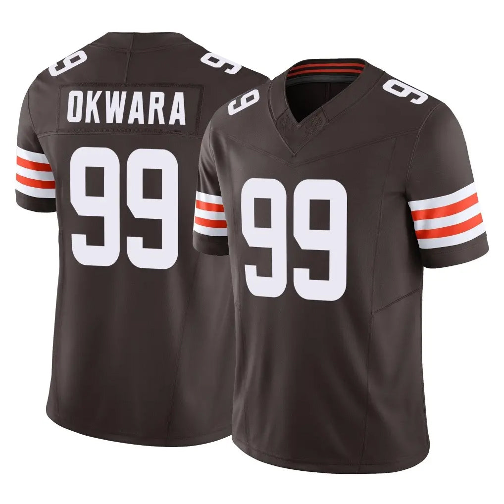 C.Browns #99 Julian Okwara Player Brown Vapor F.U.S.E. Limited Home Game Gdoa Stitched Jerseys