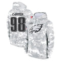 P.Eagles #98 Jalen Carter Player Arctic Camo Salute to Service Pullover Hoodies Limited Game Gdoa Stitched Jerseys
