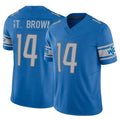 D.Lions #14 Amon-Ra St. Brown Player Blue Vapor F.U.S.E. Limited Home Game Gdoa Stitched Jerseys