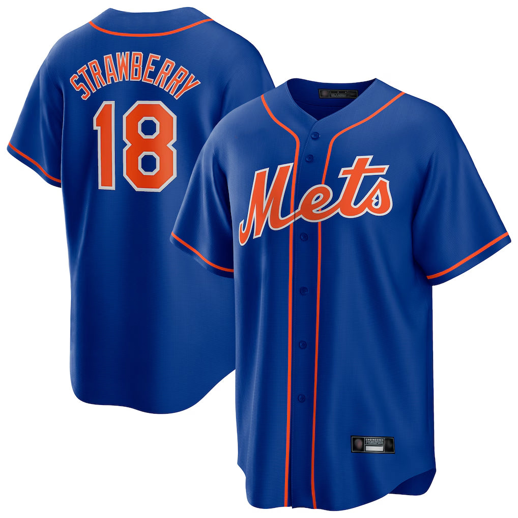 NY.Mets #18 Darryl Strawberry Player Royal Home Game Fdoa Stitched Jerseys