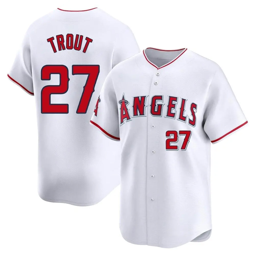 LA.Angels #27 Mike Trout Player White Limited Home Fdoa Stitched Jerseys