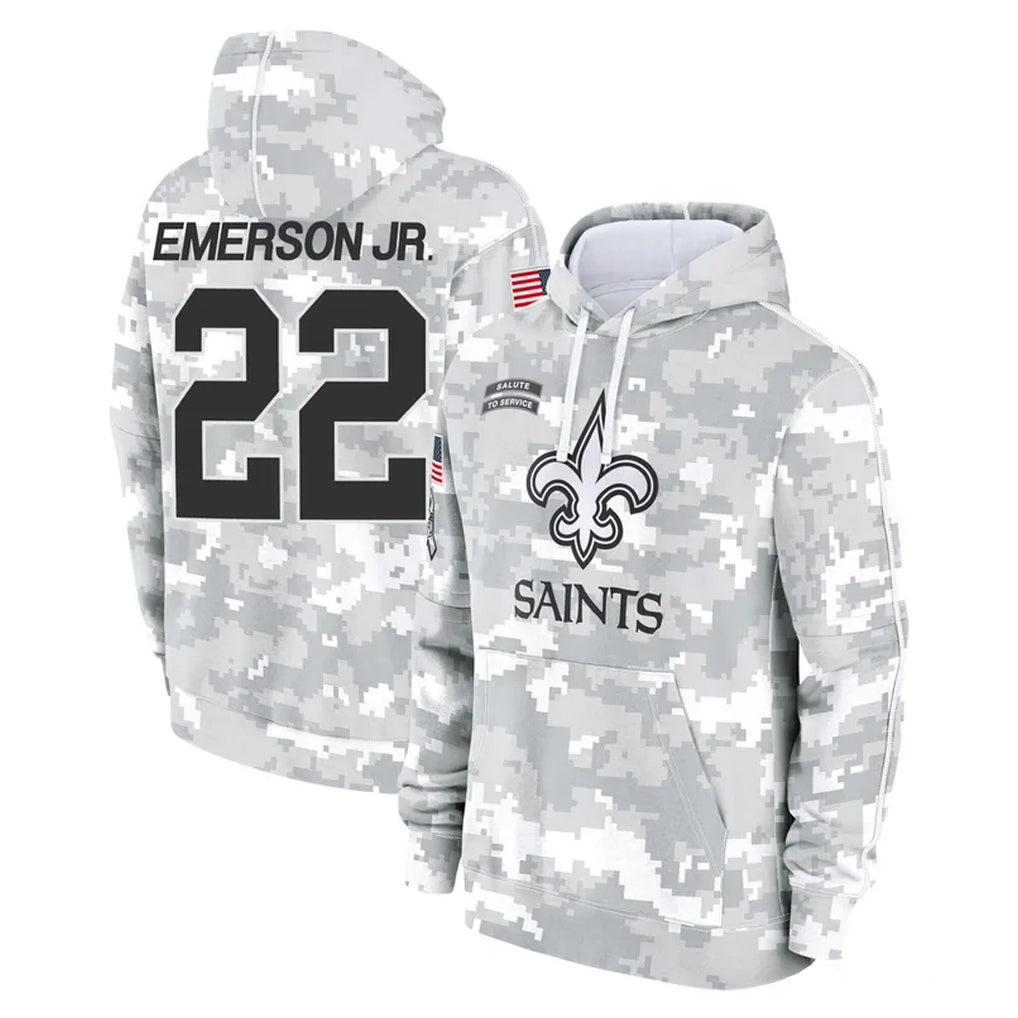 NO.Saints #22 Martin Emerson Jr. Player Arctic Camo Salute to Service Pullover Hoodies Limited Game Gdoa Stitched Jerseys