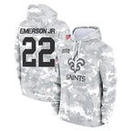 NO.Saints #22 Martin Emerson Jr. Player Arctic Camo Salute to Service Pullover Hoodies Limited Game Gdoa Stitched Jerseys