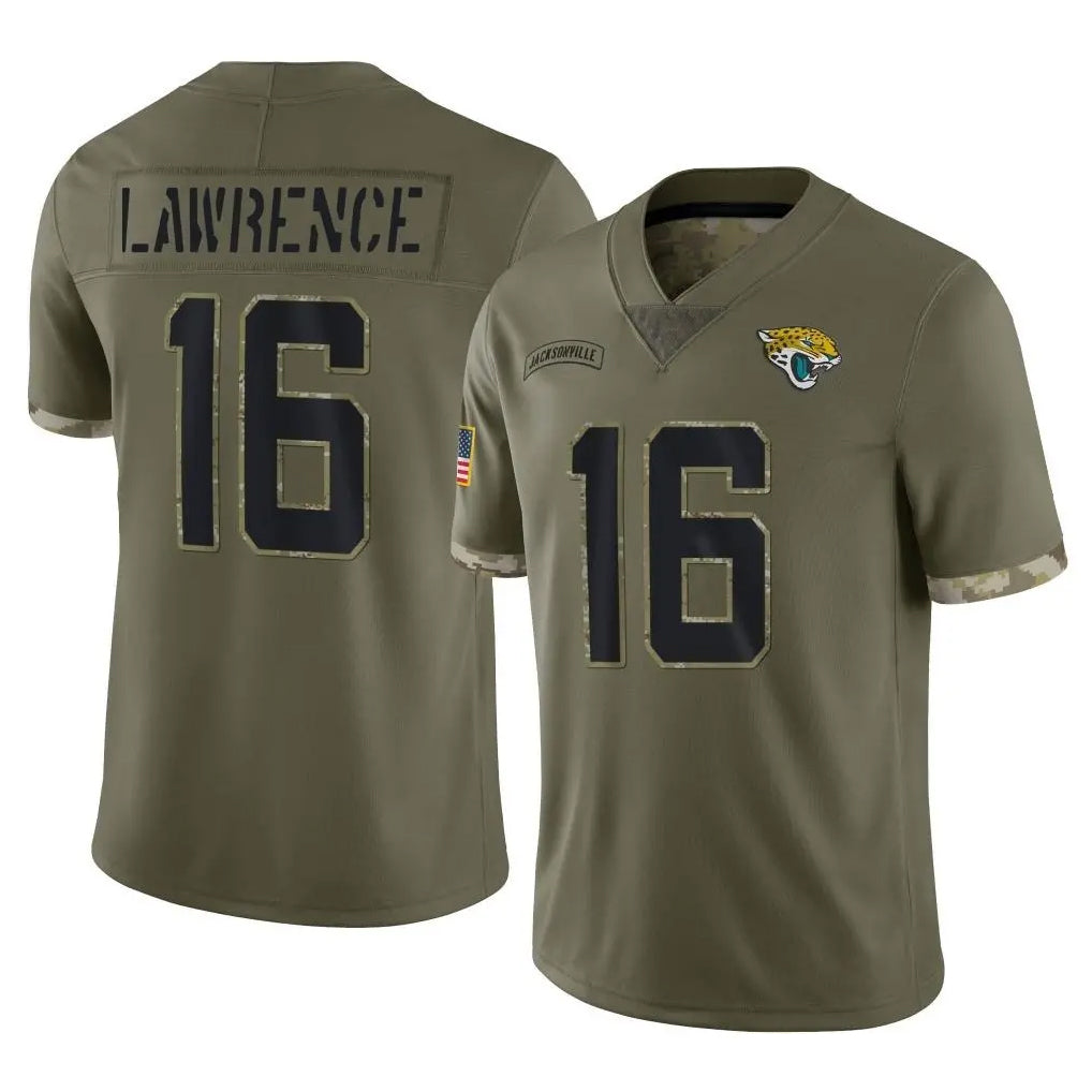 J.Jaguars #16 Trevor Lawrence Player Olive Salute To Service Limited Gdoa Stitched Jerseys