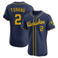 M.Brewers #2 Brice Turang Player Navy Home Limited Elite Fdoa Stitched Jerseys