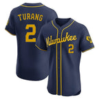 M.Brewers #2 Brice Turang Player Navy Home Limited Elite Fdoa Stitched Jerseys