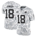 C.Panthers #18 Jalen Coker Player Arctic Camo Salute to Service Limited Game Gdoa Stitched Jerseys
