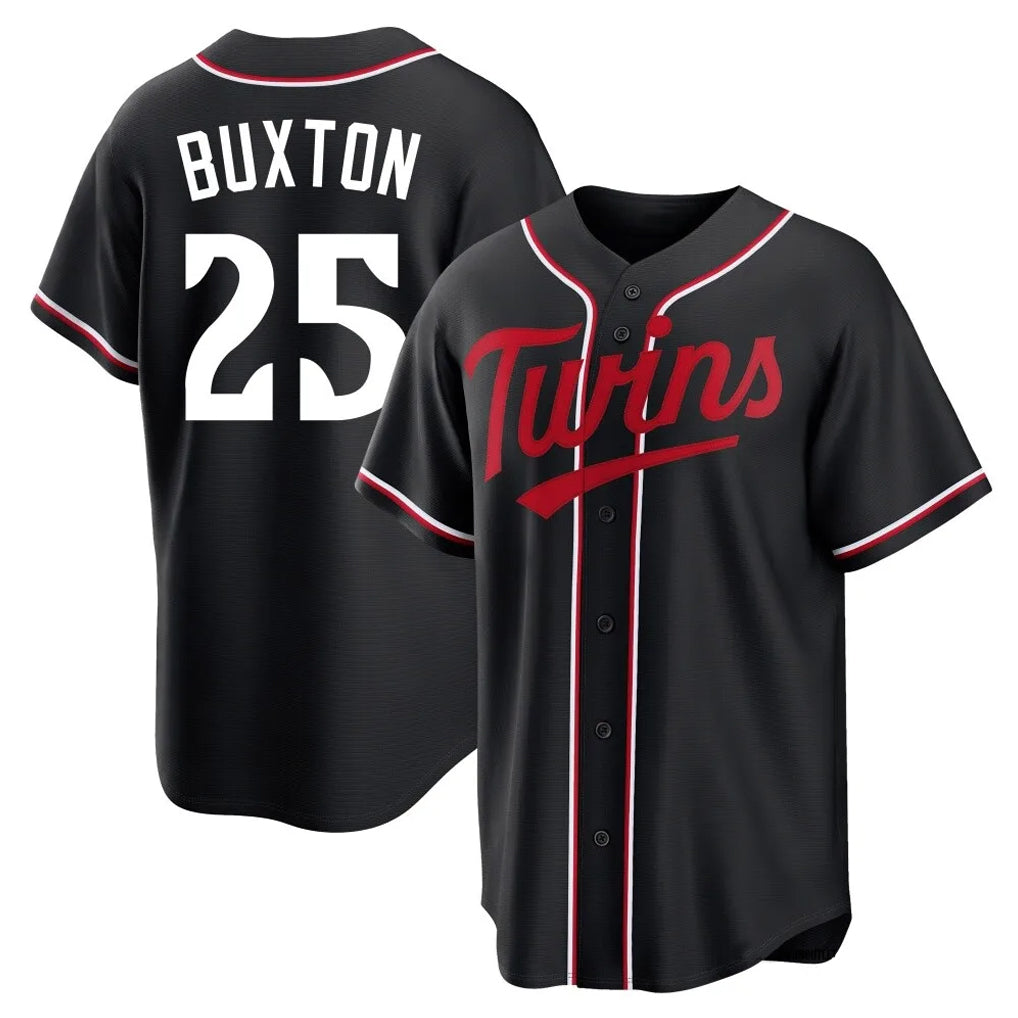 M.Twins #25 Byron Buxton Player Black Fashion Out Home Limited Fdoa Stitched Jerseys